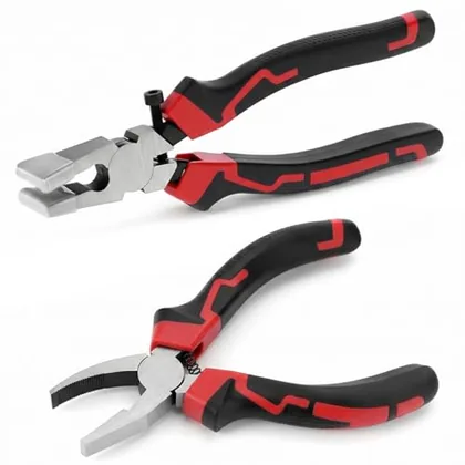 QWORK Glass Running Pliers & Breaker Grozer Pliers Set