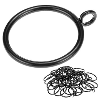 QWORK 40 PCS Black Curtain Rings 1.5 Inch - Heavy Duty Drapery Rings