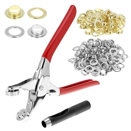 QWORK 150Pcs 1/2 Inch Grommet Tool Kit with Eyelet Kit