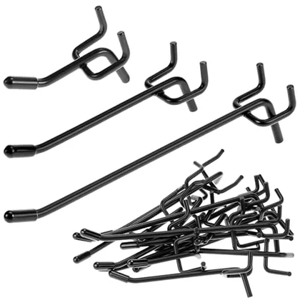 QWORK 60Pcs Black Pegboard Hooks