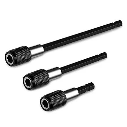 QWORK 3 Pcs 1/4 Inch Hex Shank Quick Release Bar Socket Screwdriver Bit
