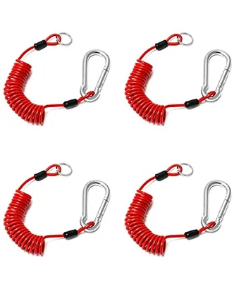 QWORK 4 Pack 6 Ft Trailer Brake Safety Cable Spring Towing Coiled Wire