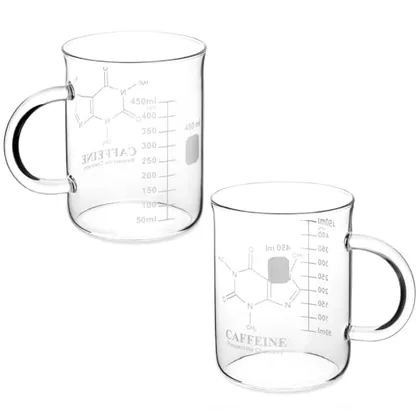 QWORK Caffeine Beaker Mug - Borosilicate Glass