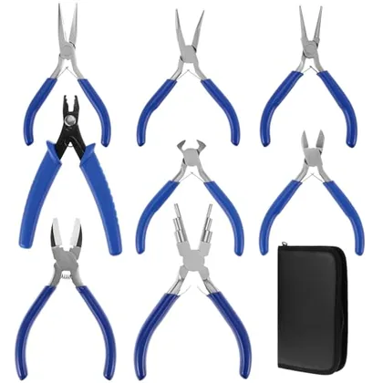 QWORK 8-Piece Jewelry Making Pliers Tools Set with Storage Bag
