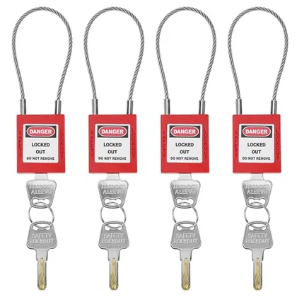 QWORK Lockout Tagout Steel Cable Locks with Keys