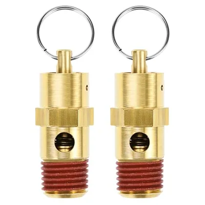QWORK Brass Pressure Relief Valve (2 Pack) - 1/4 Inch NPT Threaded