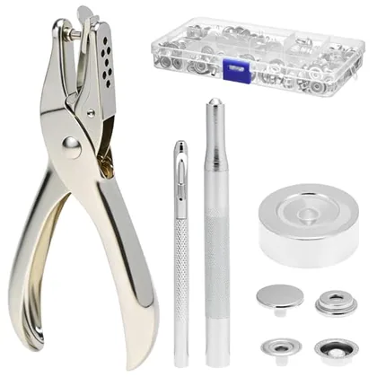 QWORK 200 Pieces Stainless Steel Snap Fastener Kit