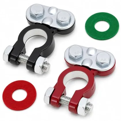 QWORK Battery Terminals Top Post Color Coded Connector Pair