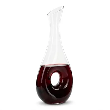 QWORK Crystal Wine Decanter - Snail Shaped Hand Blown Red Wine Carafe