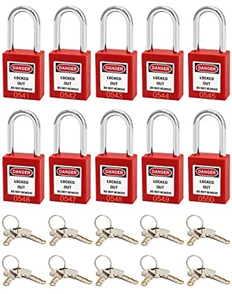 QWORK Red Lockout Tagout Safety Padlock