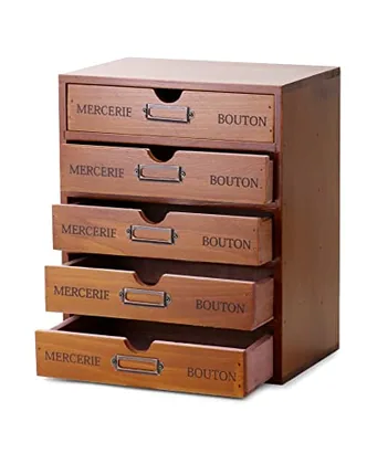 QWORK Vintage Wooden Home Office Desk Organizer