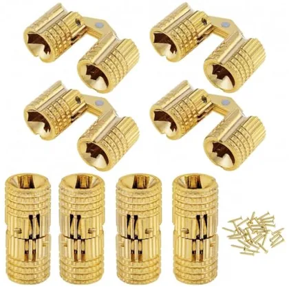 QWORK 8mm Hidden Brass Barrel Hinges