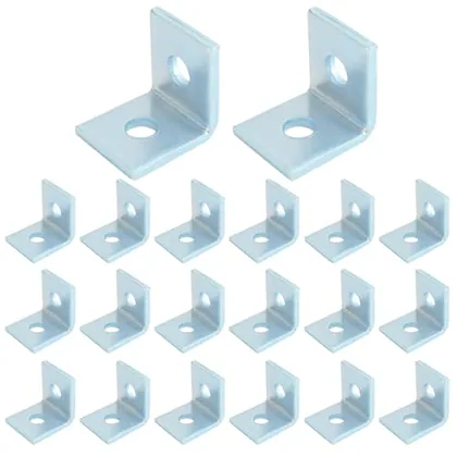QWORK 20 Pack 2 Hole L-Shaped Connector Bracket - Compatible