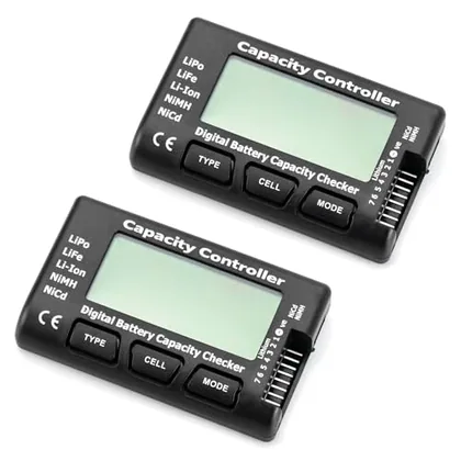QWORK RC Battery Capacity Checker 2-7S LiPo Li‐ion NiMH - 2 Pack