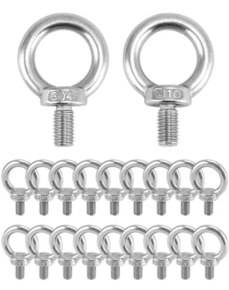 QWORK 20 Pack Stainless Steel M10 x 18mm Shoulder Lifting Ring Eye Bolt