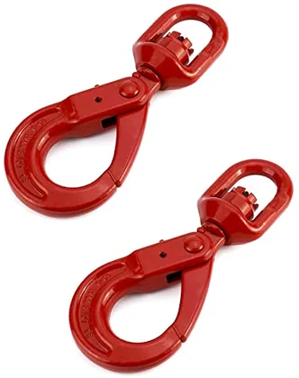 QWORK Grade 80 Forged Swivel Self-Locking Hook