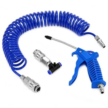 QWORK Air Blow Gun Kit with 16ft Pneumatic PU Hose