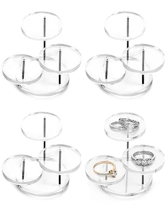 QWORK Mini 3-Tier Clear Acrylic Display Risers - Small Jewelry &