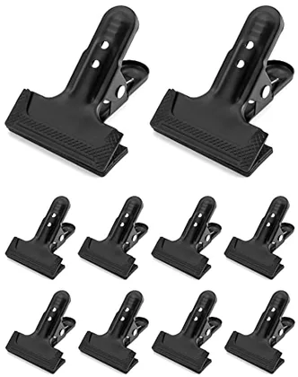 QWORK Medium Grip Metal Spring Clamps 4.25 in - 10 Pcs Strong Steel