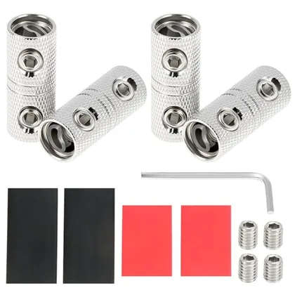 QWORK 4 Gauge Wire Splice Connectors - Heavy-Duty Nickel Plated Brass