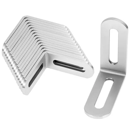 QWORK 2 in x 2 in Stainless Steel Slotted L Angle Bracket Corner Brace