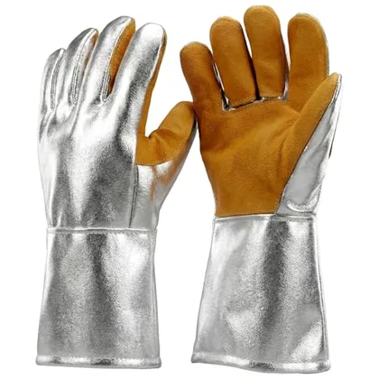 QWORK High Temperature Aluminized Welding Gloves
