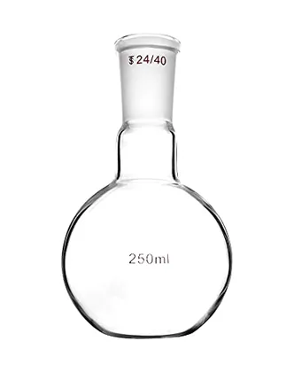 QWORK Glass 250ml Single Neck Flat Bottom Boiling Flask