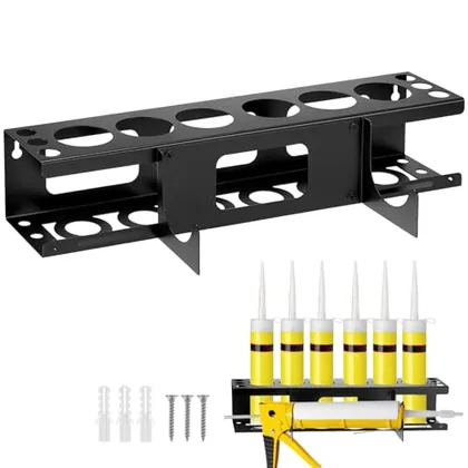 QWORK Wall-Mounted Caulking Gun Holder & Storage Rack - Organizes