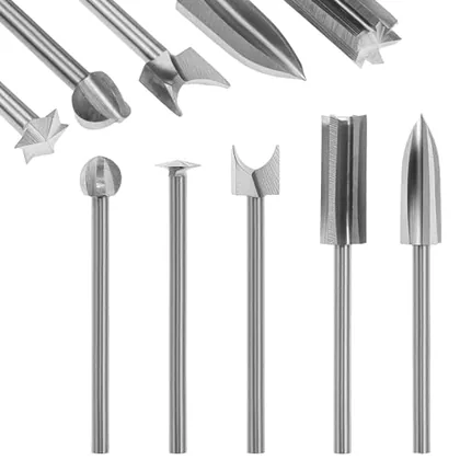 QWORK 5pcs Wood Carving Drill Bits 1/8 in (3mm) Shank HSS Engraving