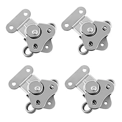 QWORK Compact Stainless Steel Catch Latch 2 inx1.5 in - 4 Pack Secure