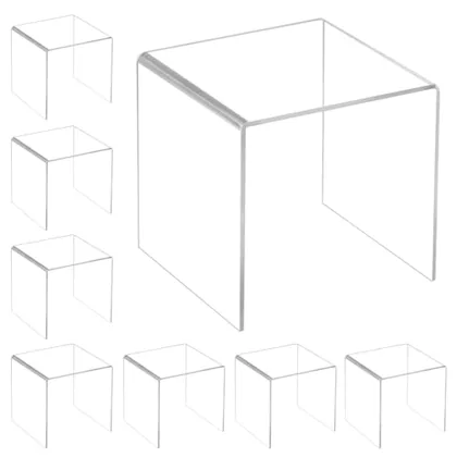 QWORK Clear Acrylic 4 inx4 inx4 in Display Risers - 8 Pack Lightweight