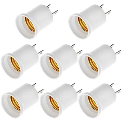 QWORK 8 Pack E26/E27 Light Socket to Plug Adapter