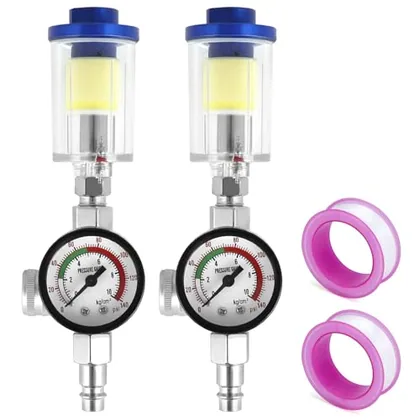 QWORK Air Pressure Regulator with Water Separator for Spray Guns