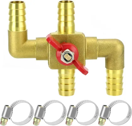 QWORK Solid Brass 5/8 in 4-Way Heater Control Valve with Switch