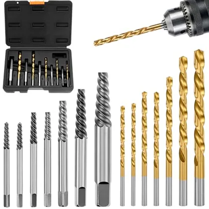 QWORK 14-Piece Damaged Screw Extractor Set