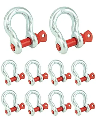 QWORK 3/8 in Galvanized Screw Pin Anchor Shackles