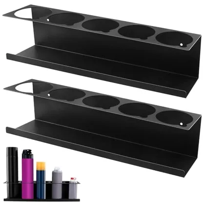 QWORK Spray Can Rack Organizer - 2 Pack Wall-Mounted Steel Holder