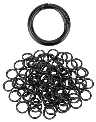 QWORK Matte Black Steel Spring O Ring 1.02 Inch - 100 Pcs Compact Snap
