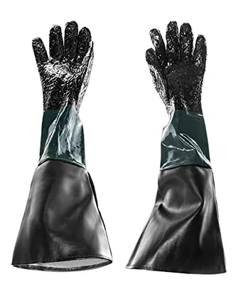 QWORK Rubber Sandblast Cabinet Gloves - 23.6 in Length