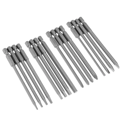 QWORK 16Pcs 4-in-1 Multi Long Magnetic Screwdriver Bit Set - 4-Inch S2