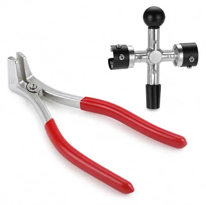QWORK Battery Pliers + 4 Way Battery Post Cleaner