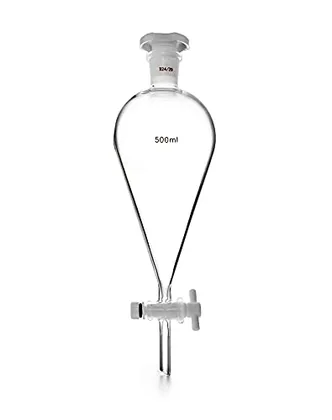 QWORK 500ml Separating Funnel with 24/29 Joints and PTFE Plug
