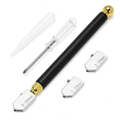 QWORK Glass Cutter 2-20mm Tool - Automatic Oil Feed & Ergonomic