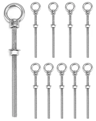 QWORK 3/8 inx6 in Stainless Steel Shoulder Eye Bolts - 10 Pack Machine