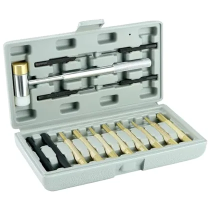 QWORK Hammer and Punch Set - Chrome Plated Steel Hammer