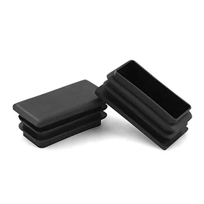 QWORK 10 PCS 1 in X 2 in Rectangle Black Plastic Plug End Cap for Pipe