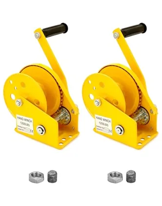 QWORK Manual Crank Winch 1200lbs Load - Two‐Way Lock Gear for Boat Trailer