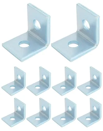 QWORK 10-Pack Heavy Duty L-Shaped Connector Brackets - 2 Hole