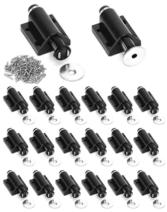 QWORK Magnetic Touch Latch -20 Pack Black Push-to-Open Magnetic Catches