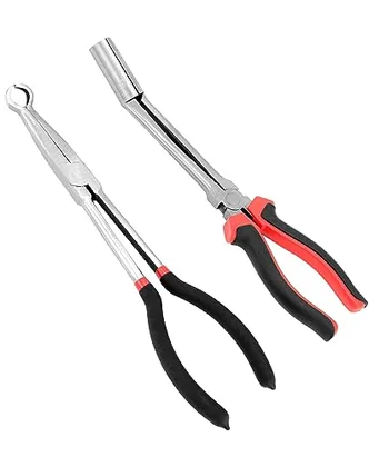 QWORK Spark Plug Boot Removal Pliers Set - Long Reach and Non-Slip Grip